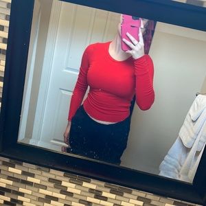 Garage Bright Red Tight Long Sleeve Top
